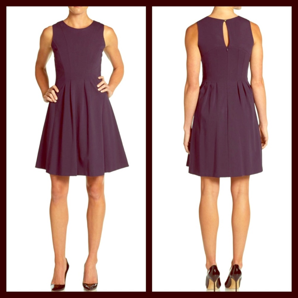 Shoshanna Plum Sleeveless Fit-and-Flare Dress